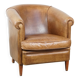Club chair in light cognac-colored cowhide leather