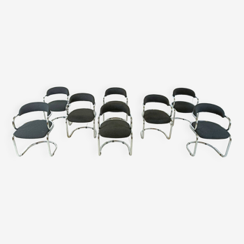 Vintage chrome cantilever space age dining chairs, 1970s