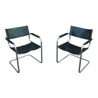 Beautiful pair of vintage chairs in the Marcel Breuer style.