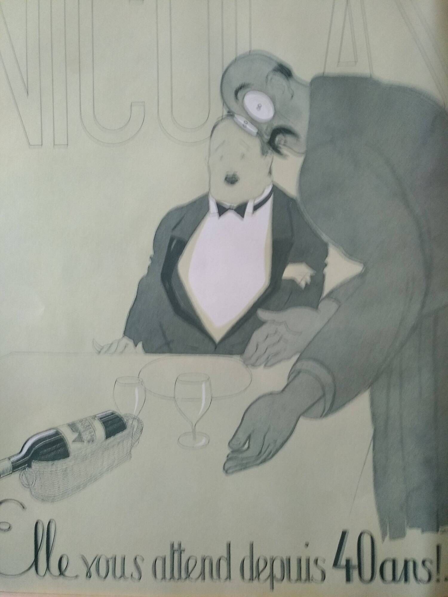A paper advertisement from a period magazine 1956 humor house wine nicolas!!