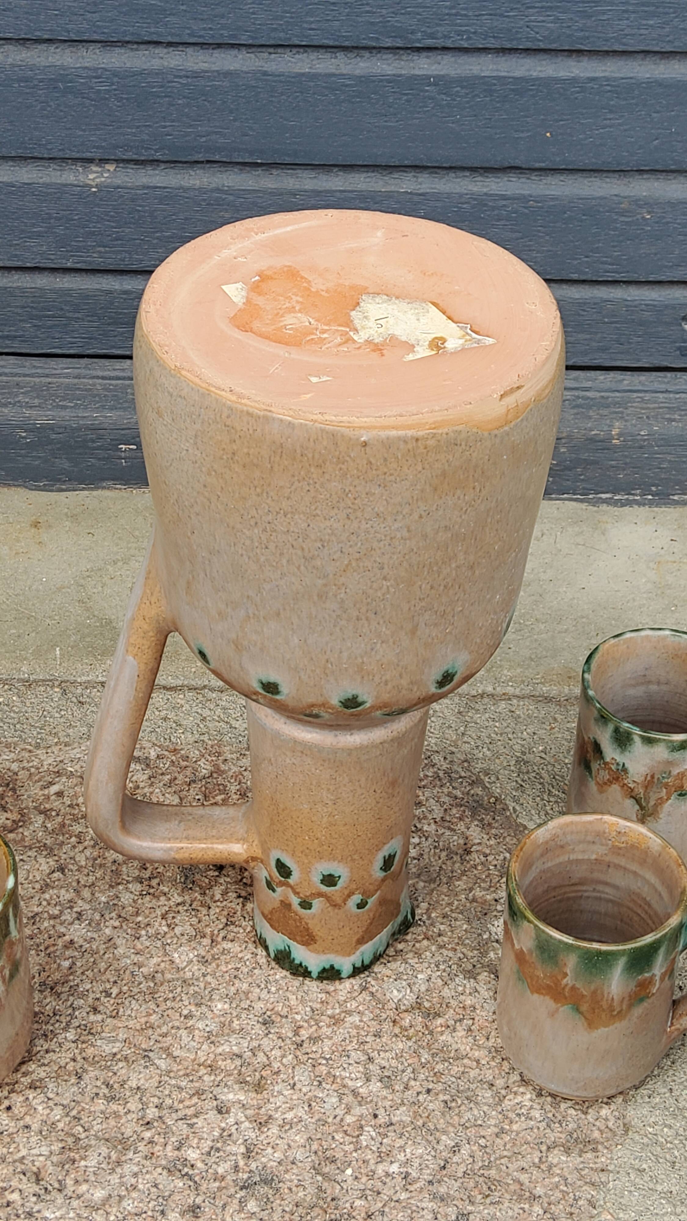 Orangeade service from the 70s in glazed terracotta