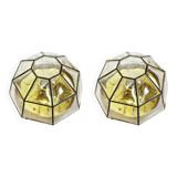 Iron and clear glass ceiling light by Limburg, Germany, 1960s.