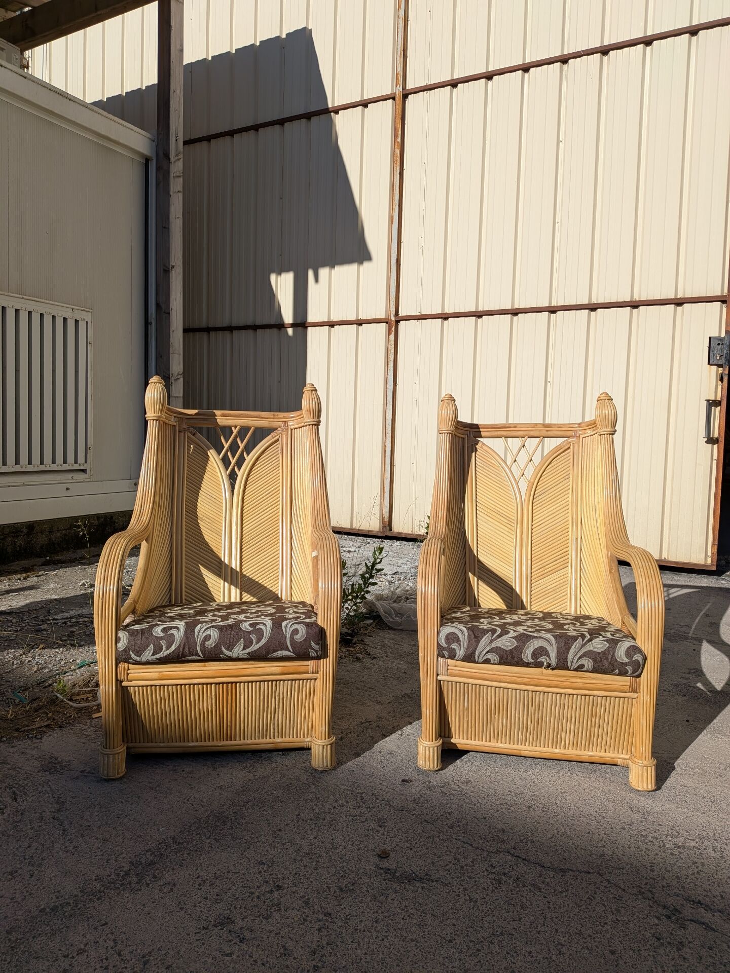 Pair of rattan armchairs