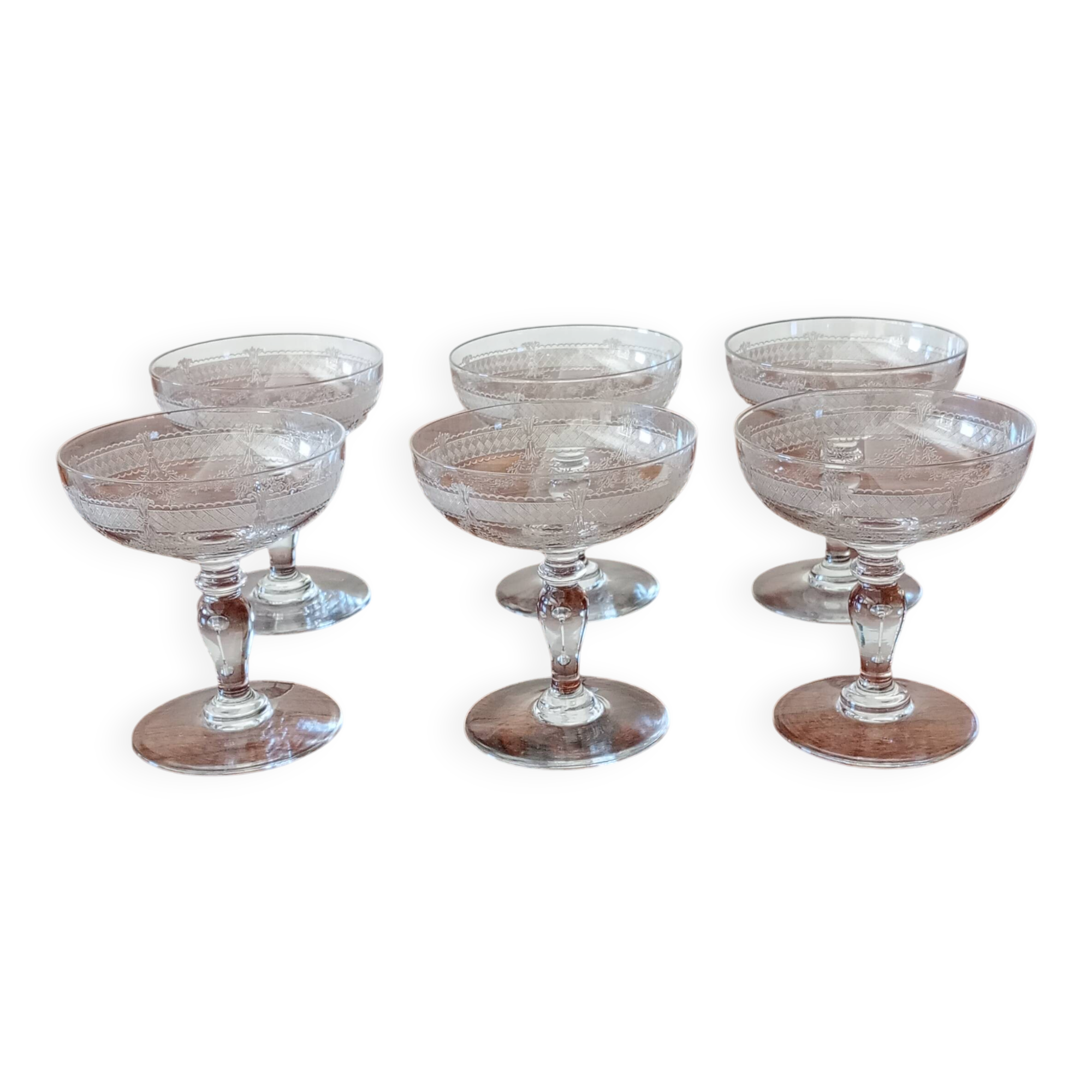 6 Baccarat crystal champagne glasses
