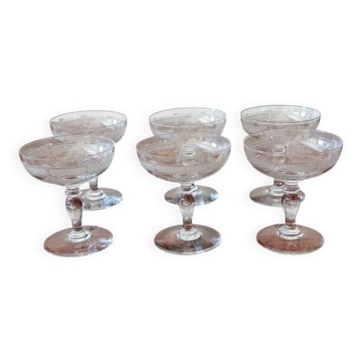6 coupes à champagne en cristal de Baccarat