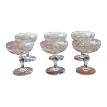 6 Baccarat crystal champagne glasses