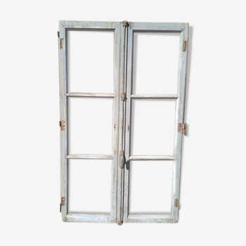 Fenêtre avec crémone bois massif patiné ep 1940 - 164cm