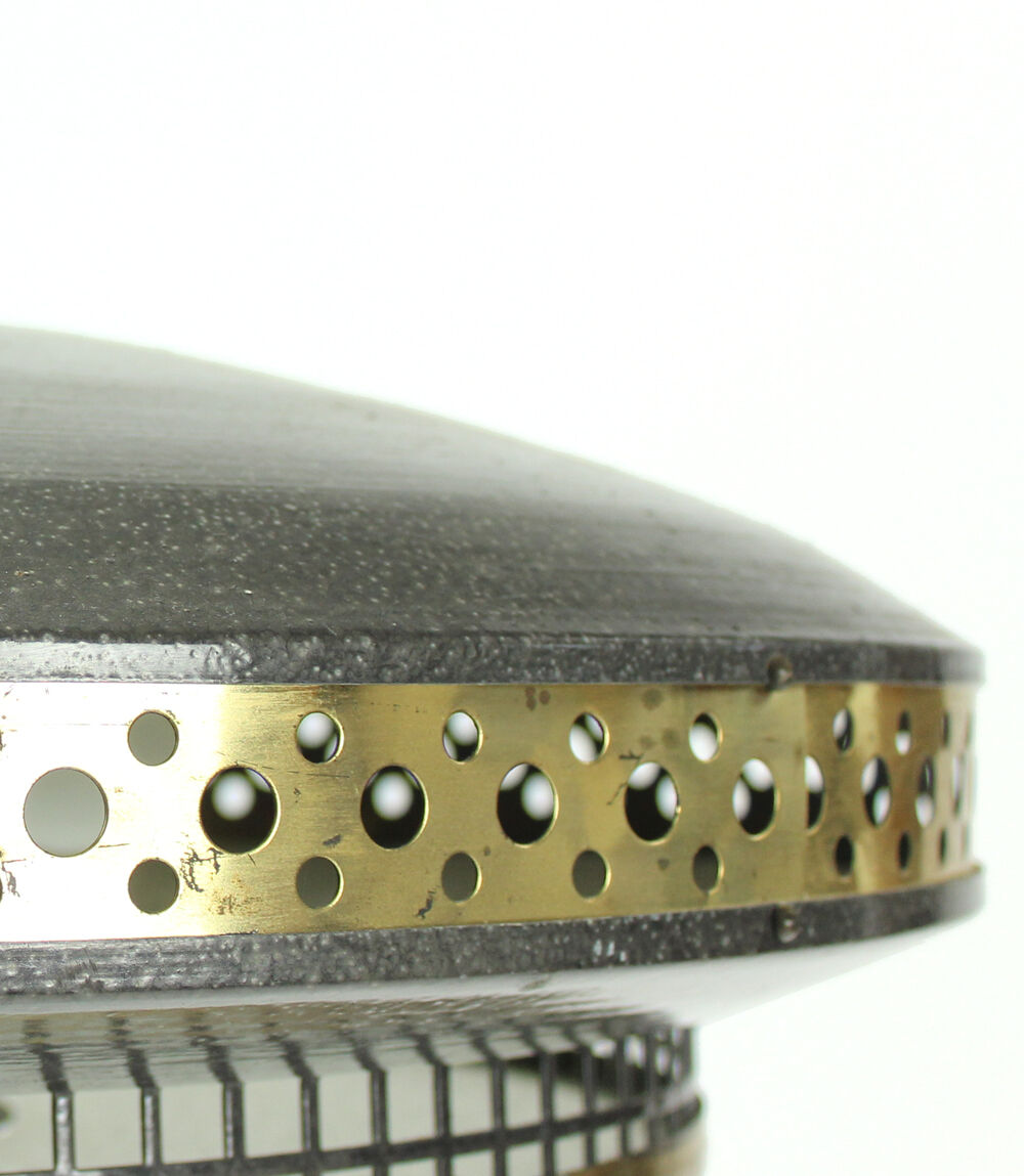 Midcentury ceiling light in black metal & brass, Czechoslovakia 1970s