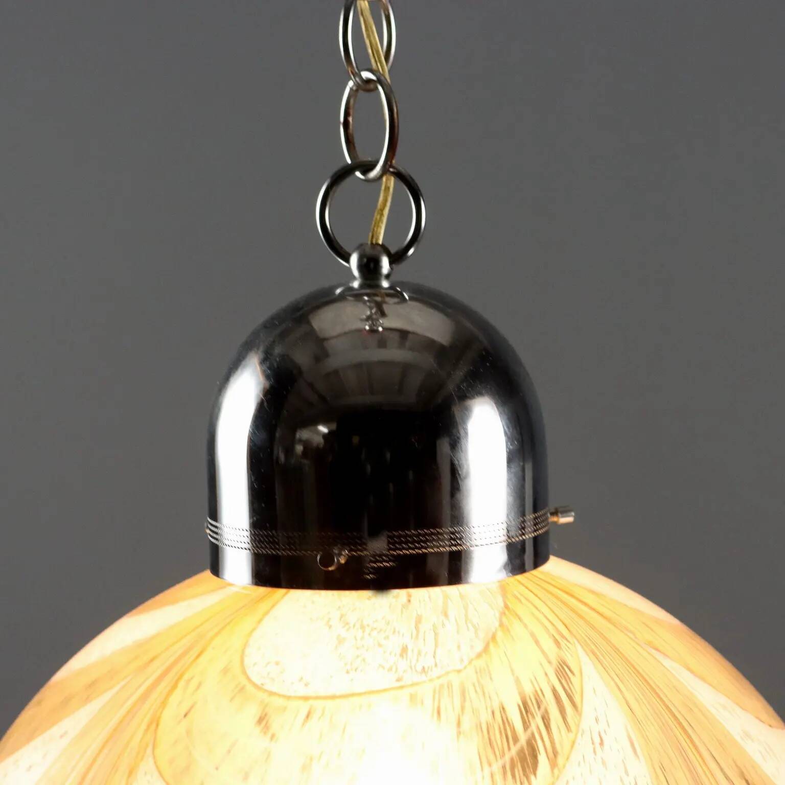 Vintage ceiling light in chrome metal and glass, design, Italy, 1960s