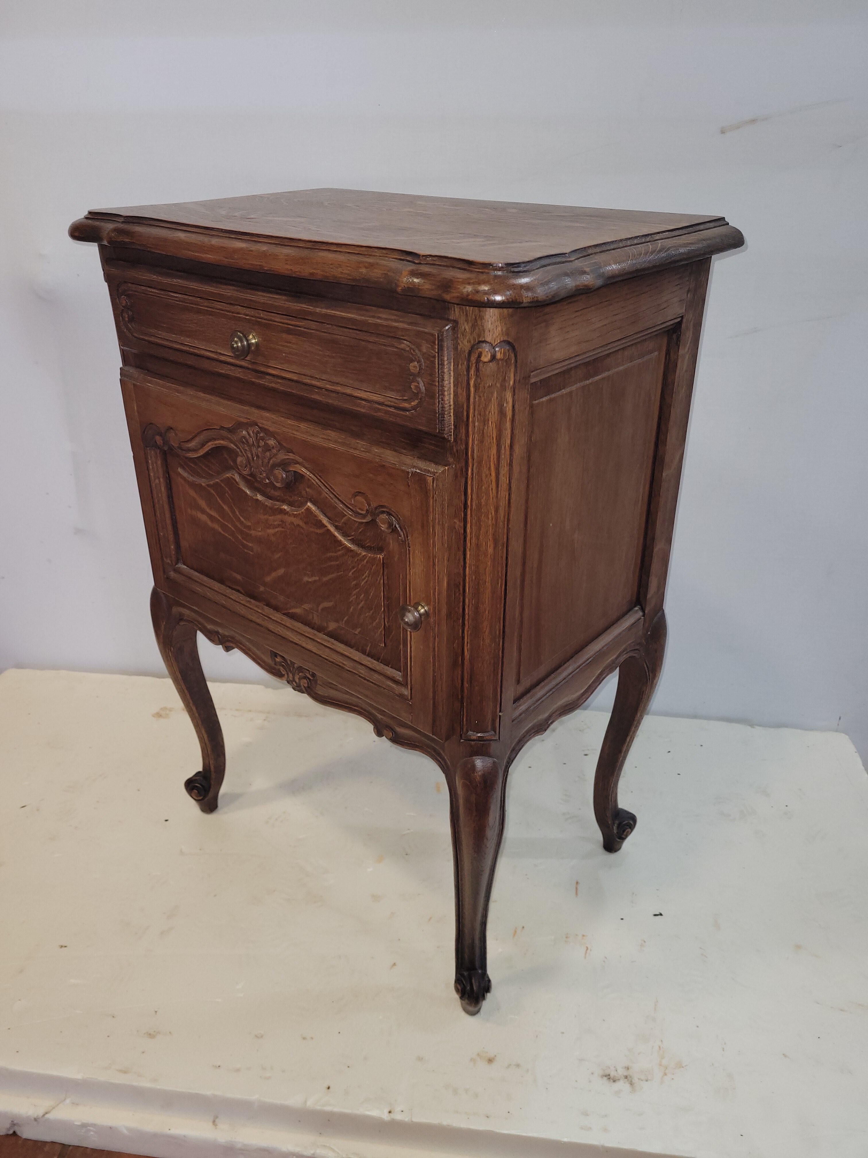 Louis XV style oak bedside table