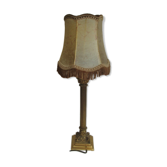 Lampe en bronze des années 1960 de style empire abat jour en peau