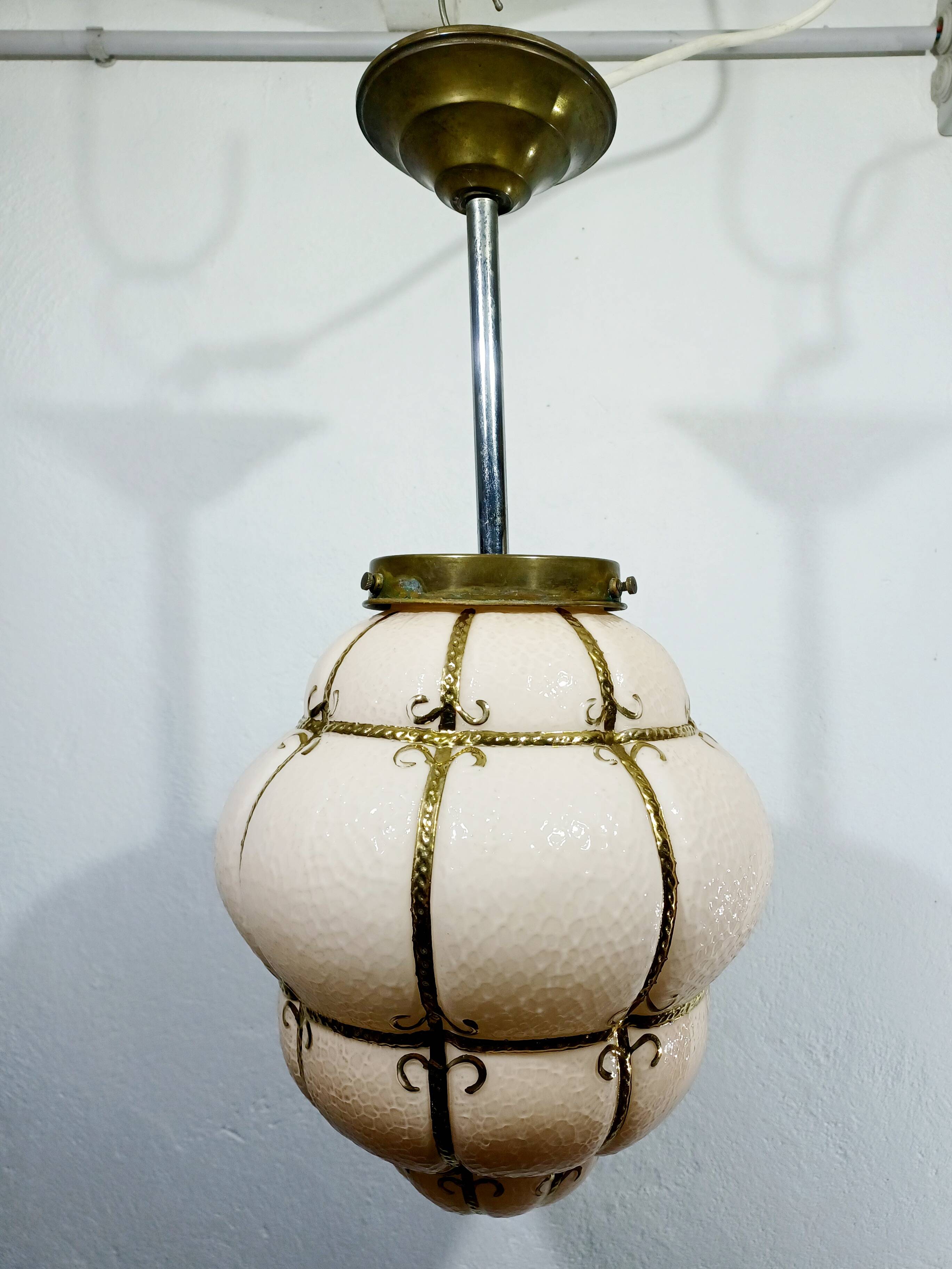 Pink Blown Glass Pendant Light