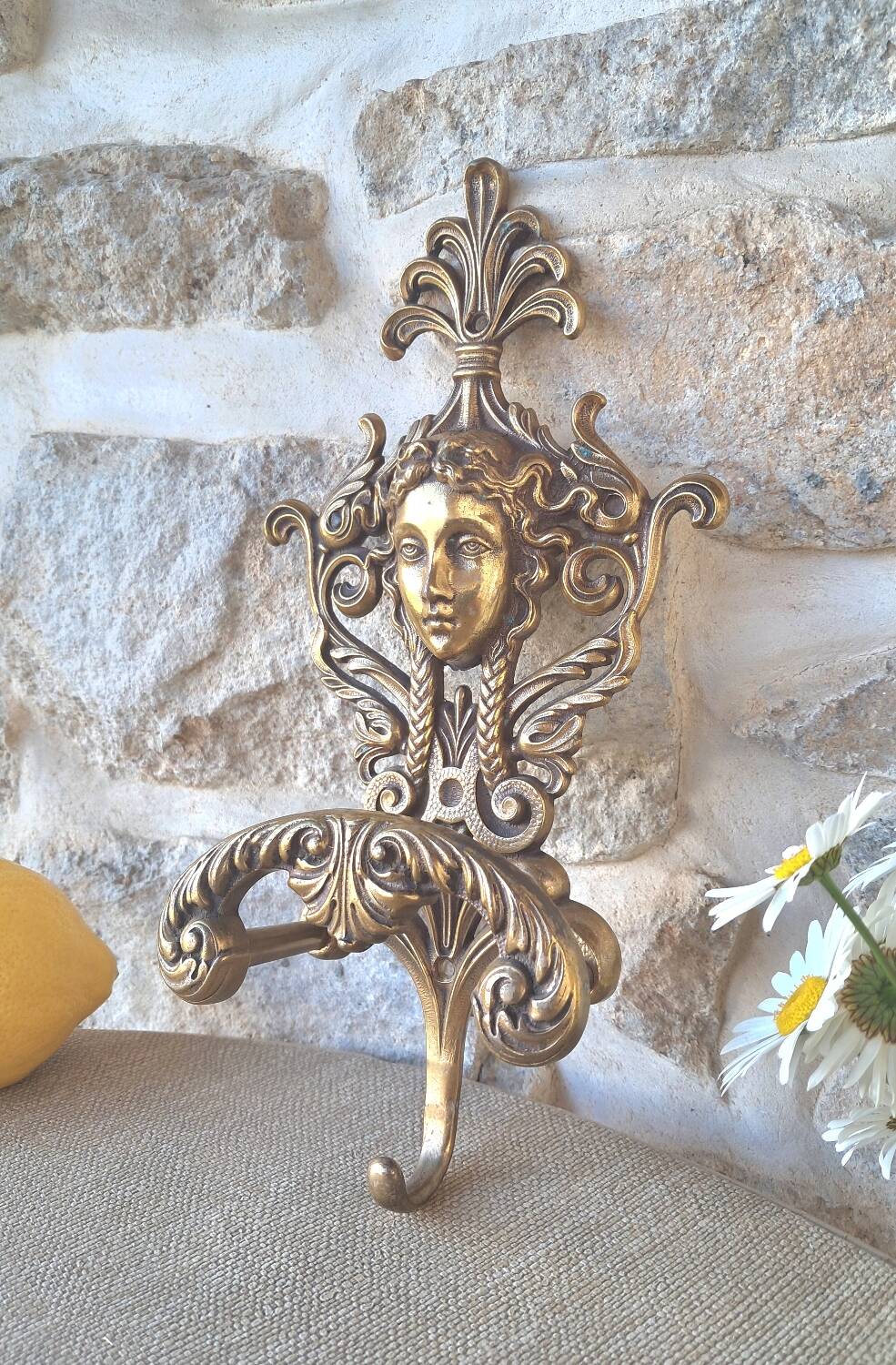 Antique brass coat hook