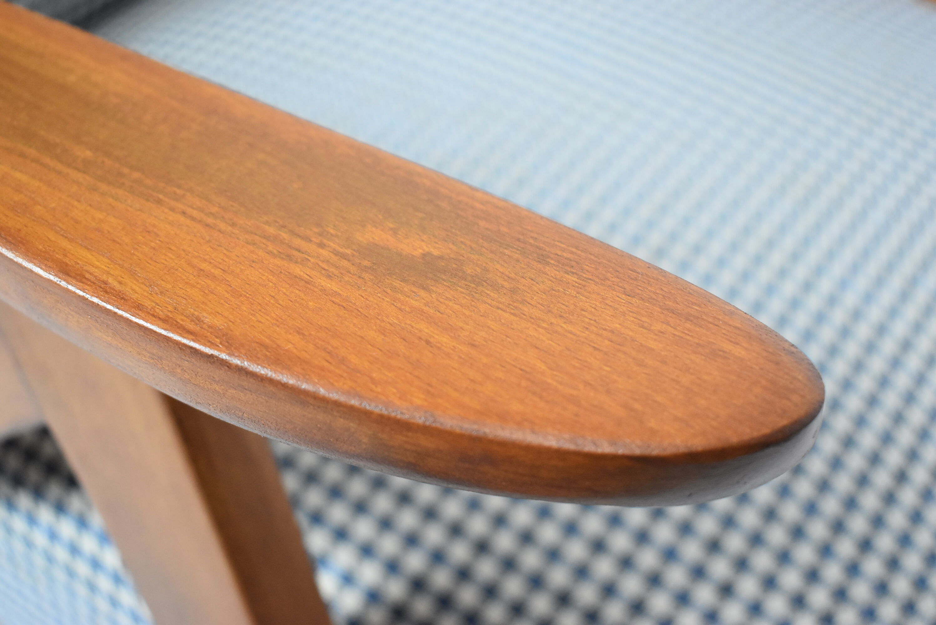 Vintage original armchair 60s, VAR edition, fully restored, poule fabric, stylish