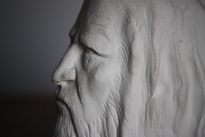 Plaster head depicting Leonardo da Vinci