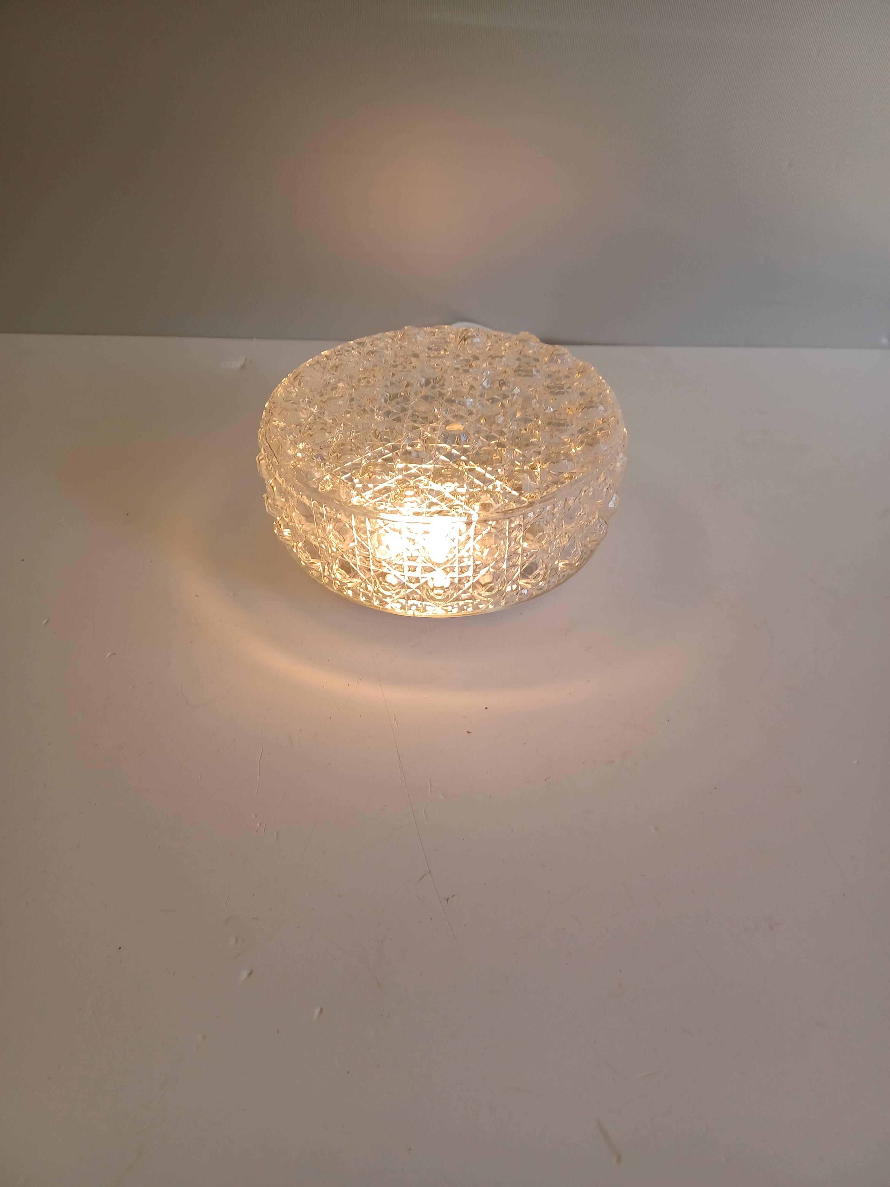Vintage round ceiling light - Moulded glass - 1960