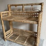 Small light beige wicker and rattan shelf
