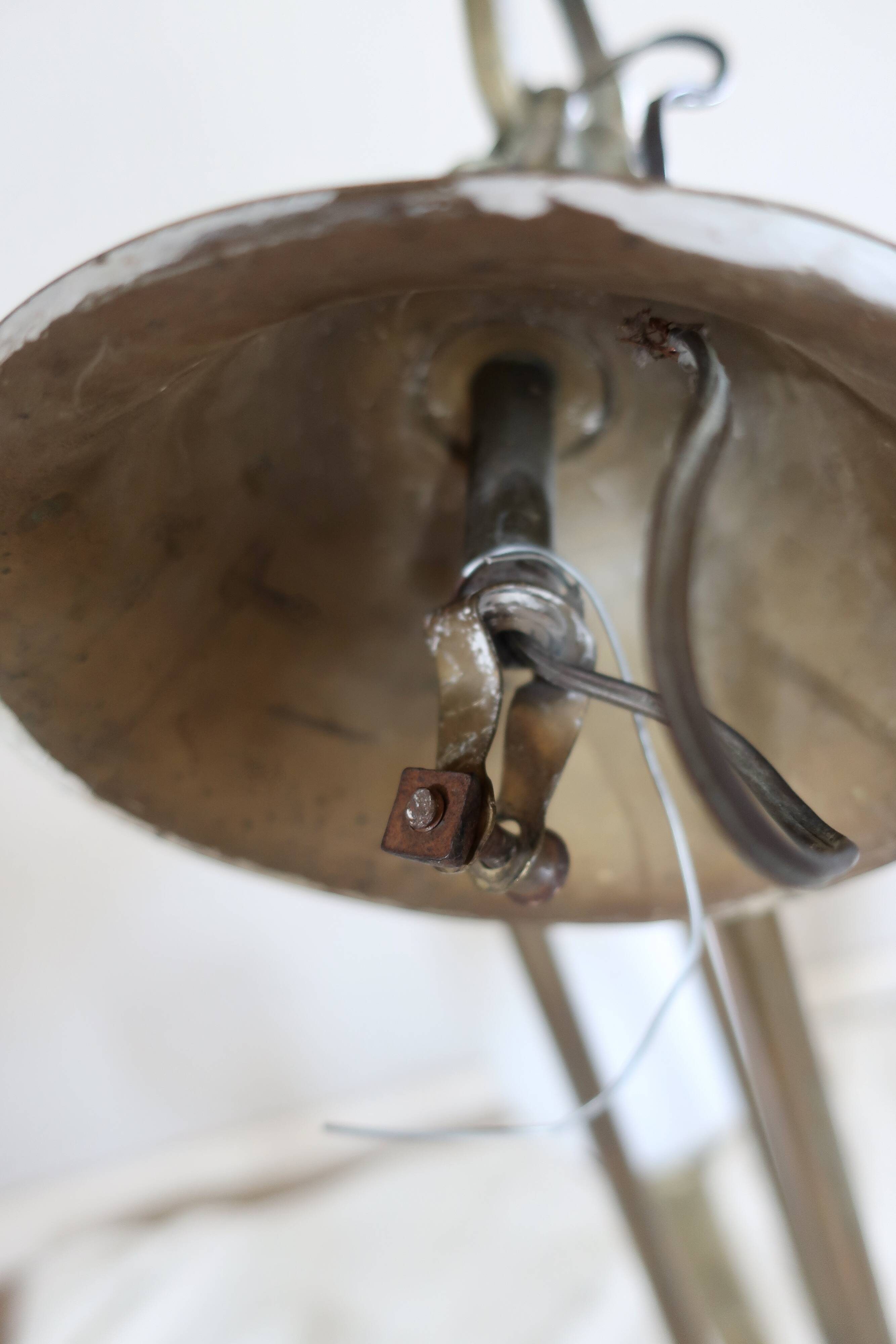 Art Deco chandelier in bronze and opaline by Jean Pascaud, 1940s.