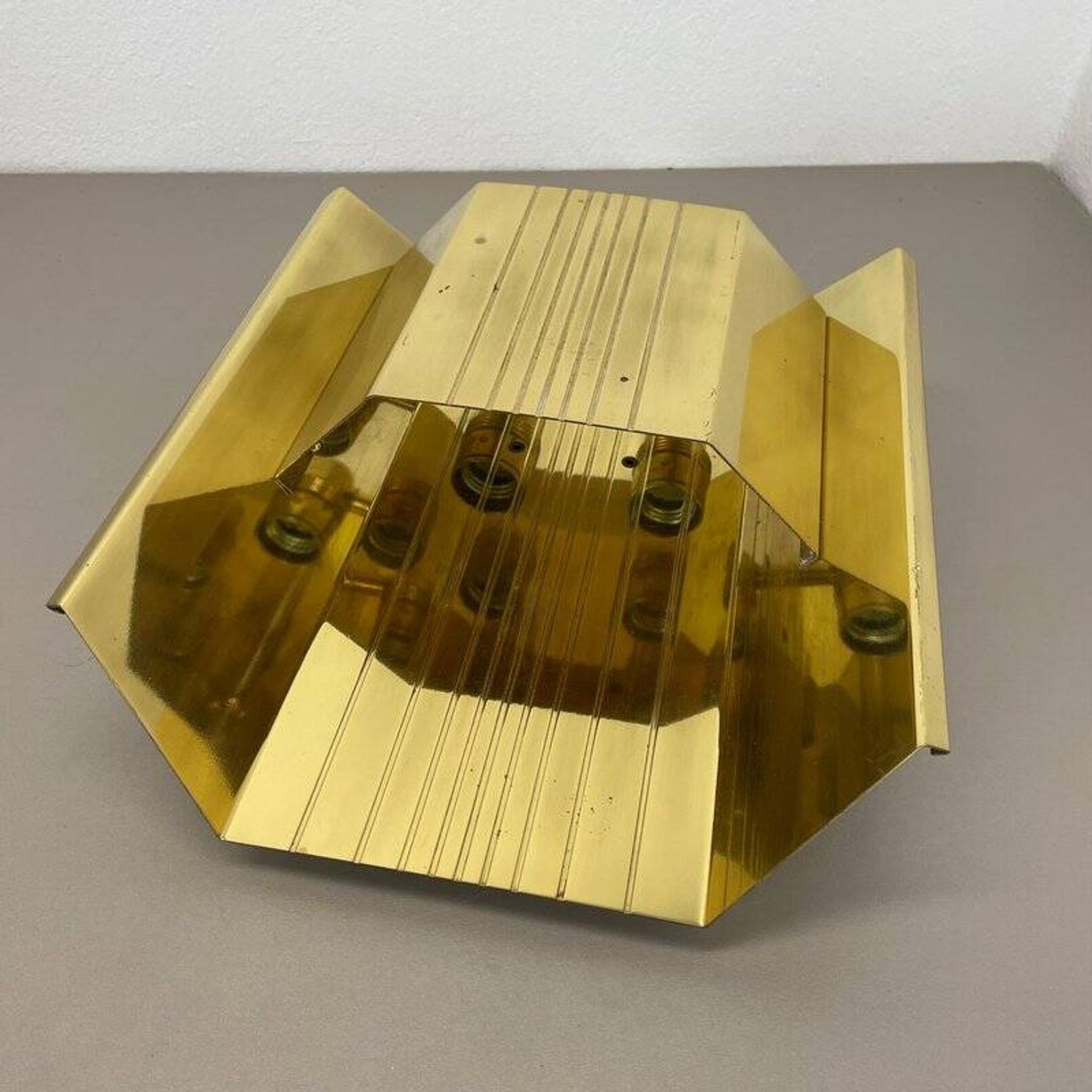 Large brass wall lamp by Vereinigte Werkstätten, 1980s