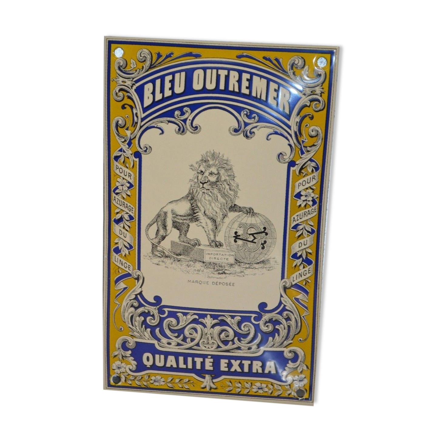 Blue enamelled plate overseas