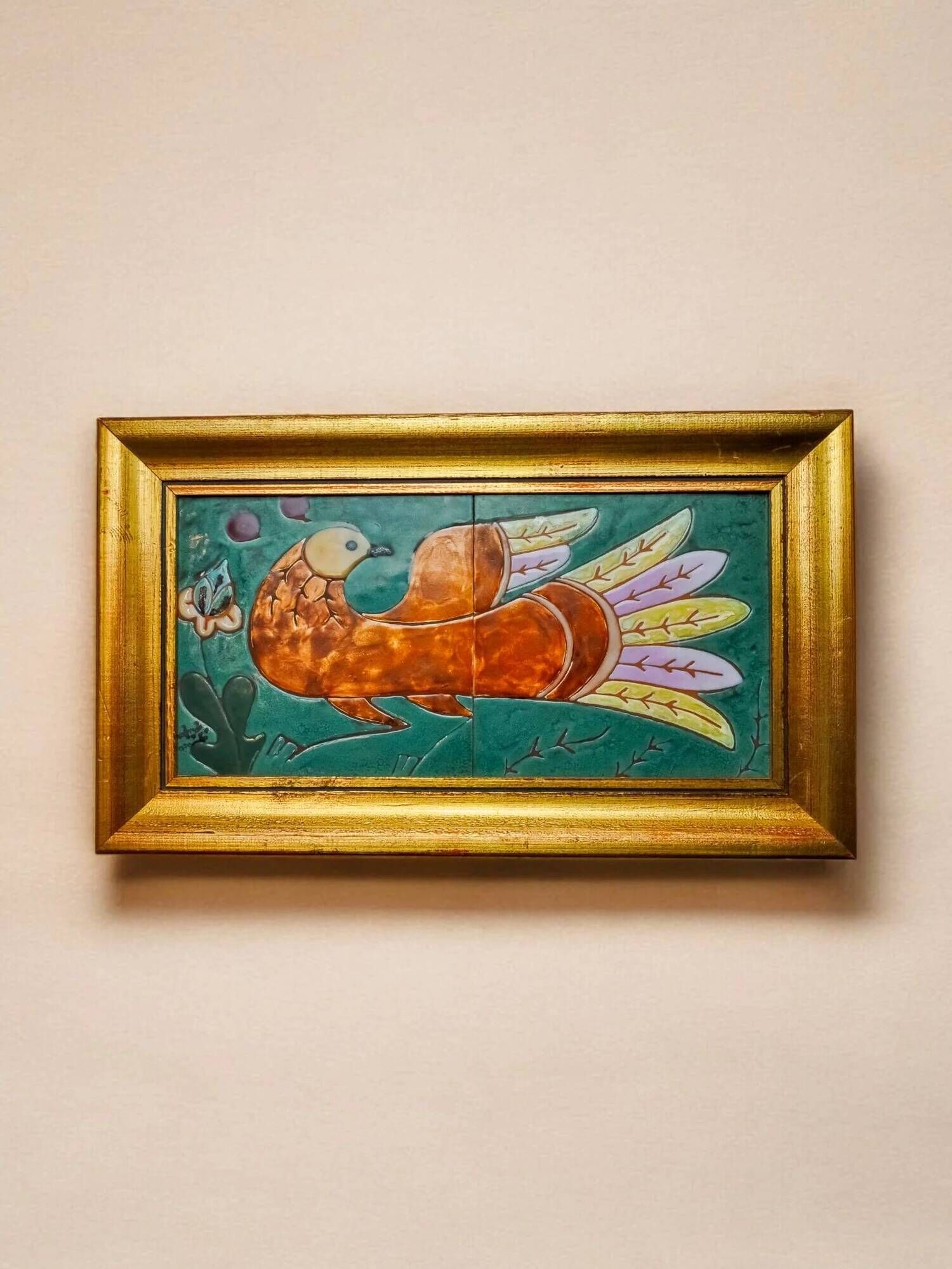 Ceramic peacock mural, Spain, 1970s