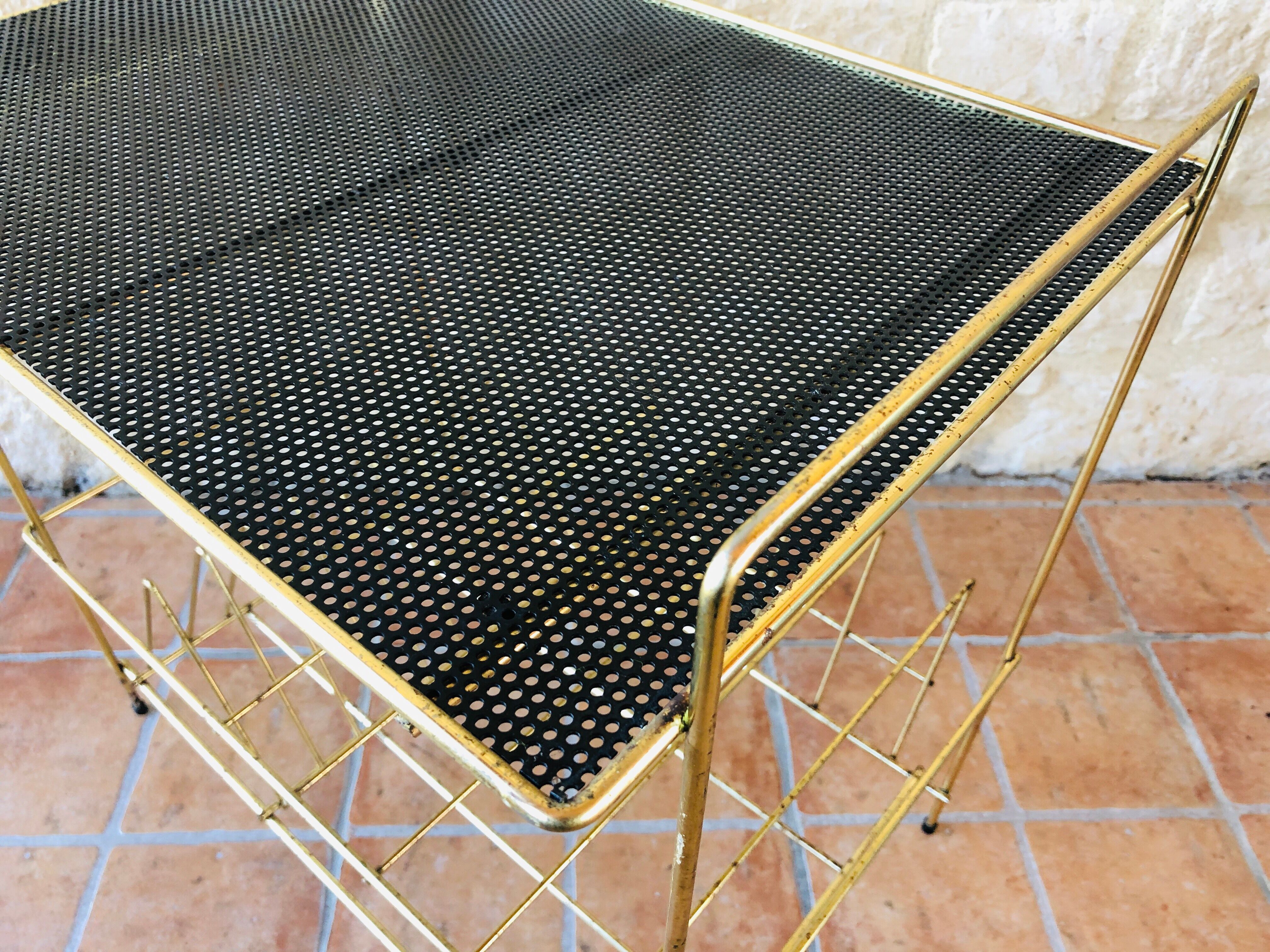 Table d'appoint rangement pour vinyl  vintage années 60