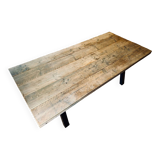 Industrial table in solid wood and metal