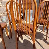 6 chaises Baumann en bois et simili cuir
