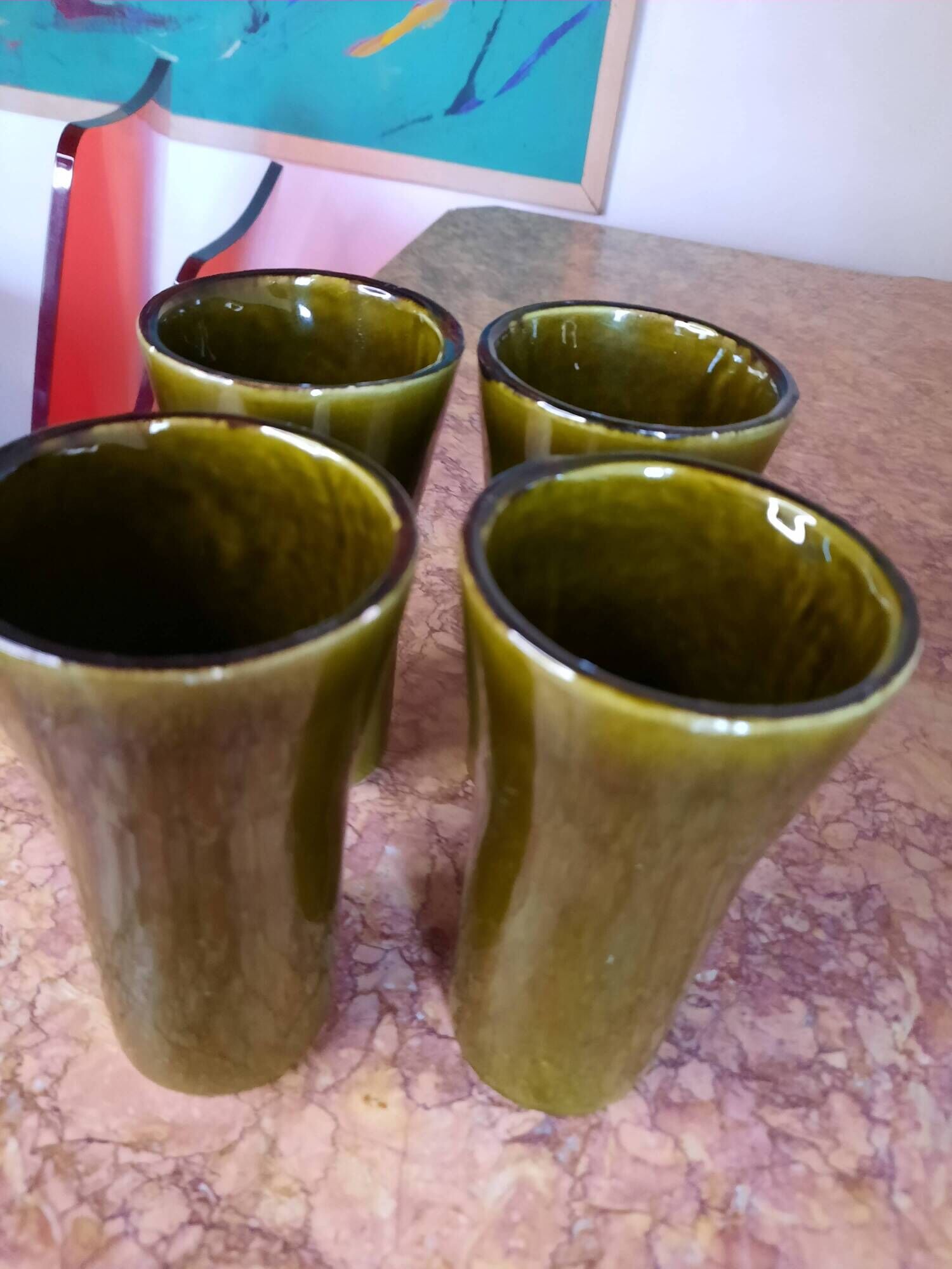 Vallauris model Vallauris orange cups Claude Paci set of 4