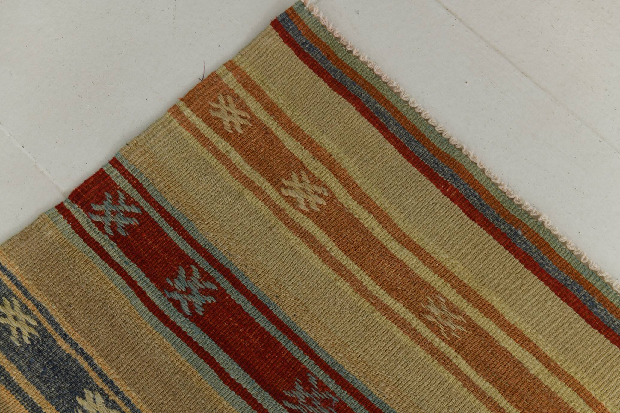 Red & Cream Striped Kilim Rug, 150x260Cm