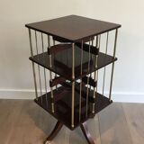 Rotating bookcase cabinet in mahogany and brass