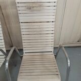 Paire de fauteuils aluminium années 50 60 lanières plastiques établissements Thonet