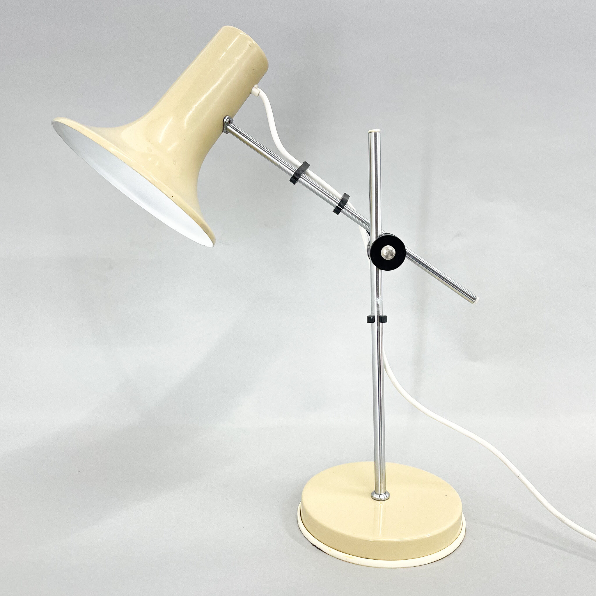 1970's Adjustable Metal Table Lamp in Creamy Colour, Hungary