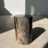 Small side table in black petrified wood with light streaks H: 27.5cm D: 18.5cm