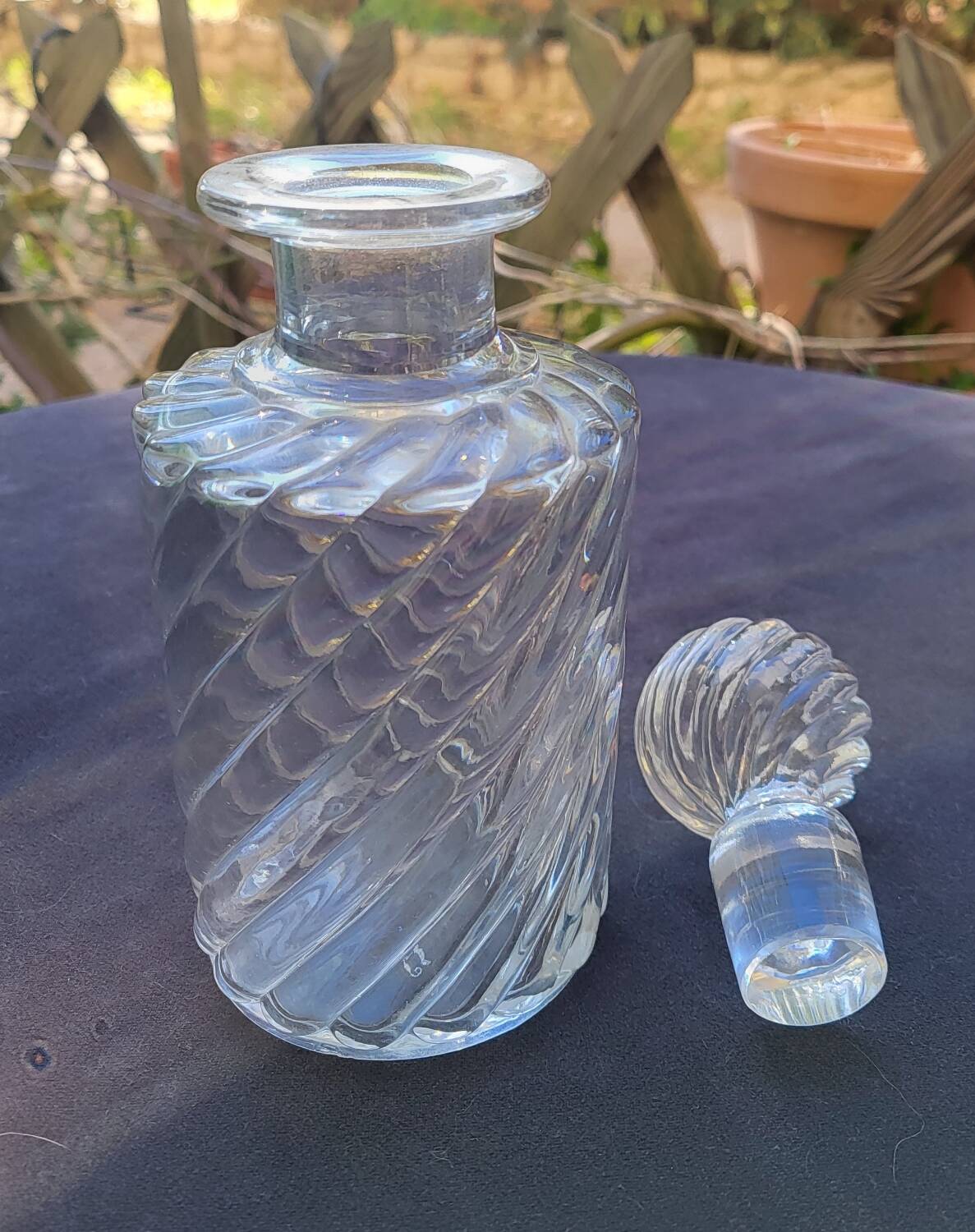 Large bamboo crystal bottle by Baccarat