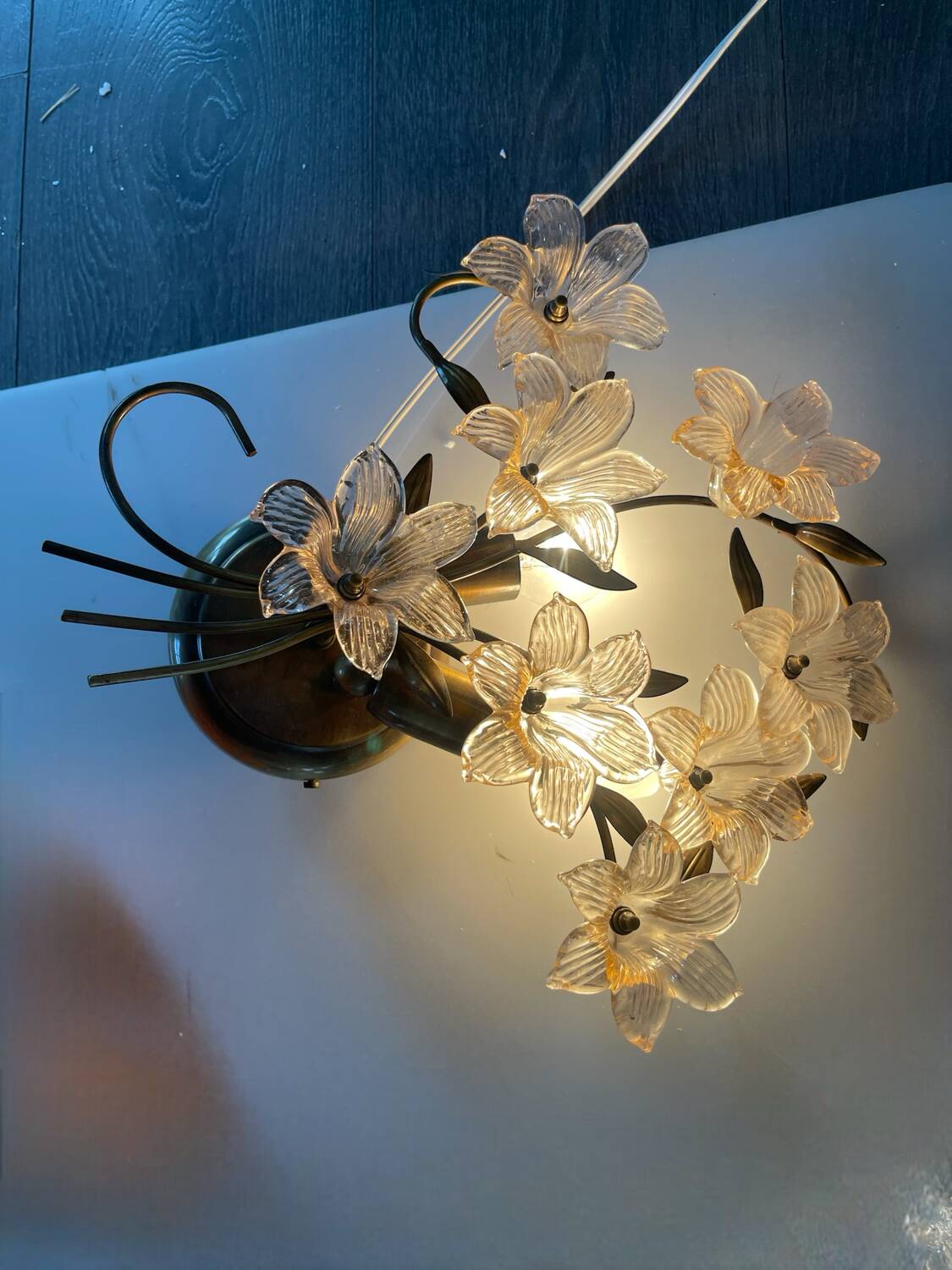 Pink Murano Glass Flower Sconces Set of 2