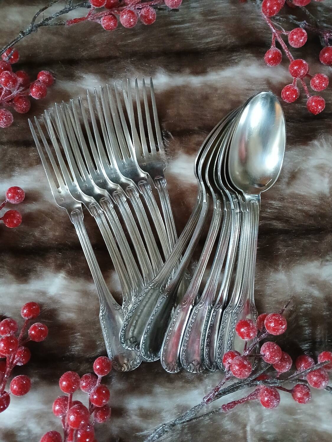 14 antique silver-plated cutlery sets