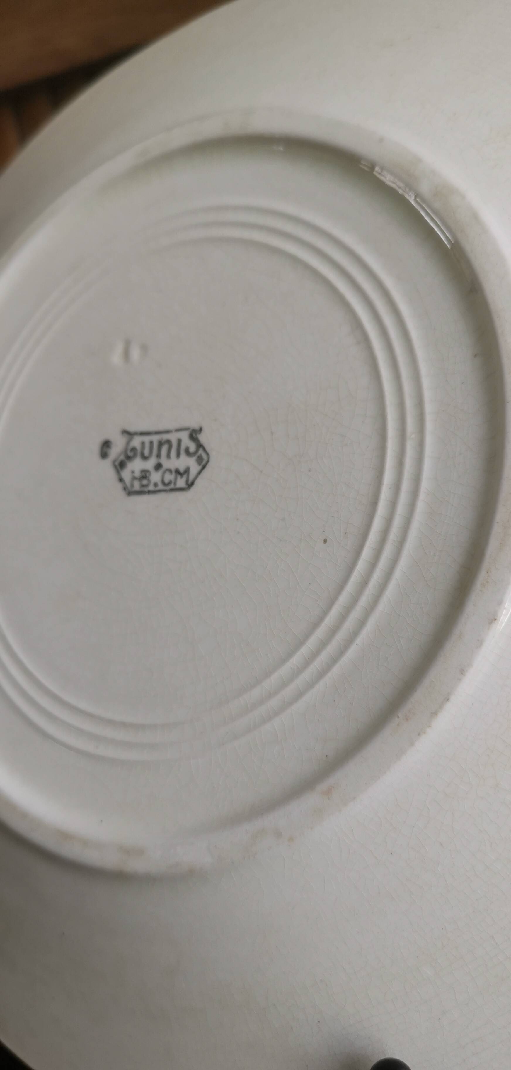 Flat plate old tunis floral porcelain HB French antique