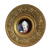 Decoration murale laiton repoussé portrait peint main