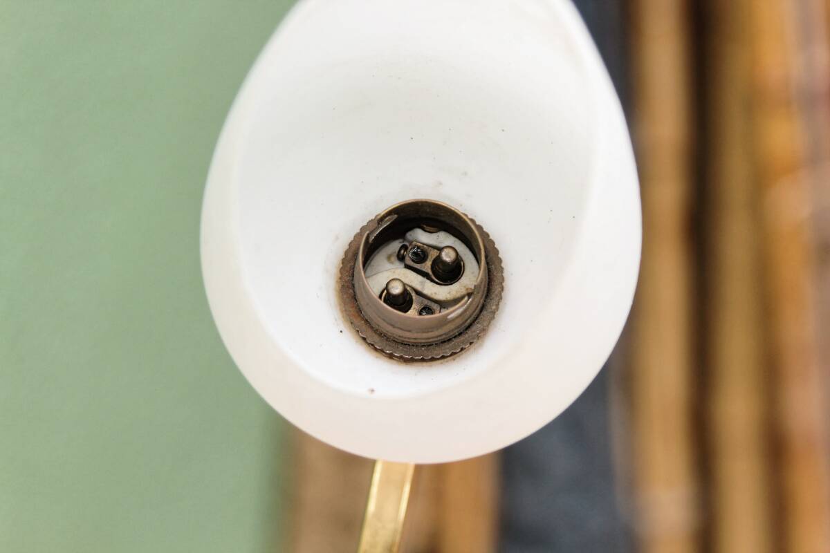 60s chandelier, brass and opaline