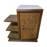 Art deco style bedside table in elm burl