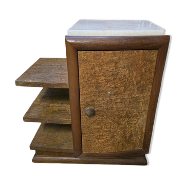 Art deco style bedside table in elm burl