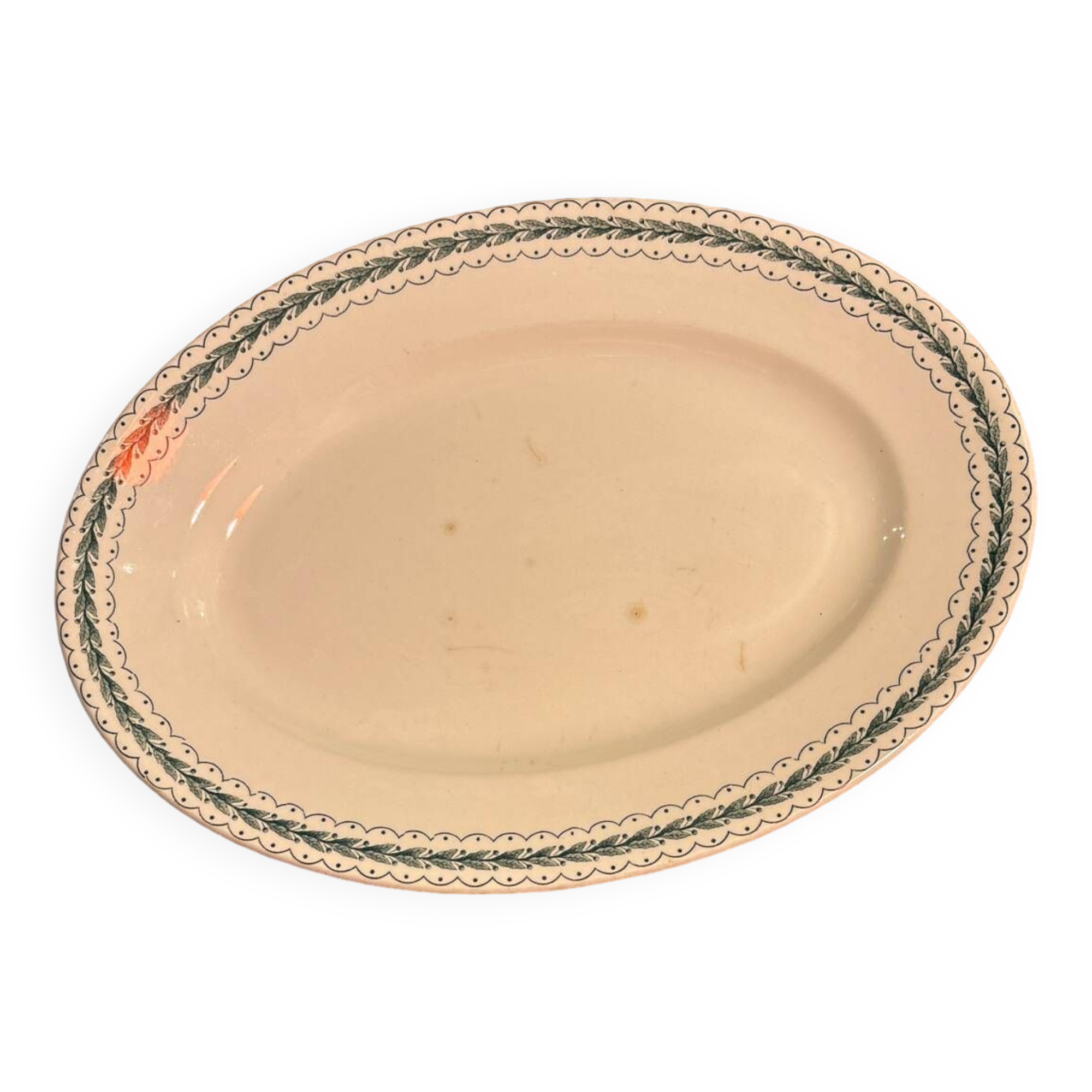 Old bourgeois earthenware serving dish