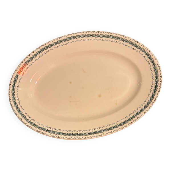 Plat de service ancien faïence bourgeois