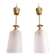 Pair of Mid Century Pendant Lights in Brass and Clear Crackle Glass, 1950s