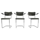 Set of three Bauhaus chrome dining chairs by Mauser, 1940s