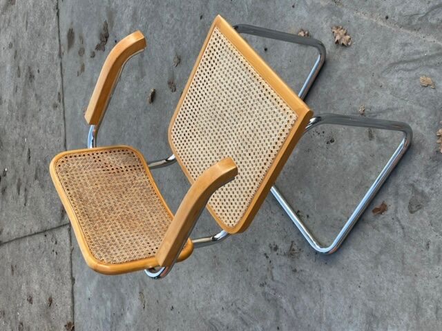 Cesca model design chair with armrests chrome version