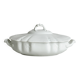 White fine porcelain soup tureen with relief decoration.