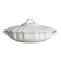 White fine porcelain soup tureen with relief decoration.