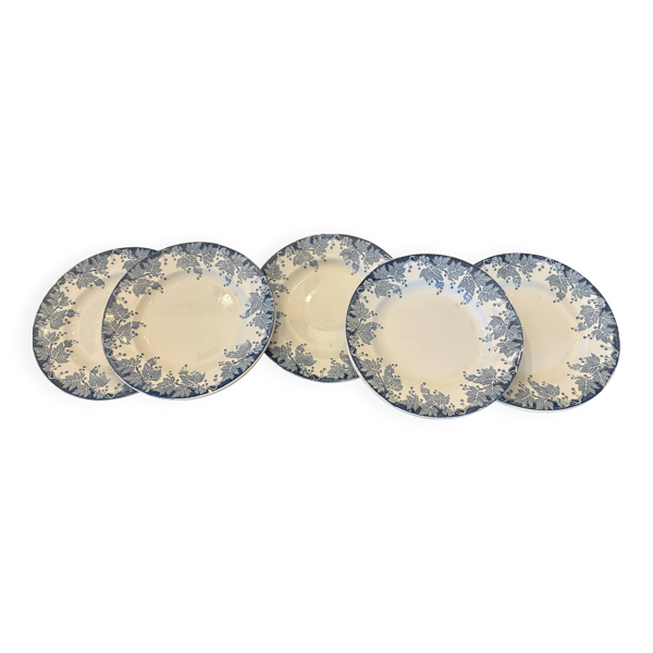 Lot de 5 assiettes plates Saint Amand Terre de Fer